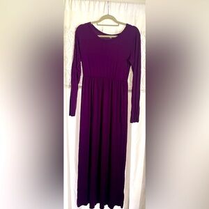 GUC Deep Purple long sleeve butter soft maxi dress with pockets